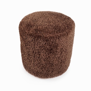 Arhaus Faux Sherpa Pouf Brown Ottoman Pouffe Small Accent Chair
