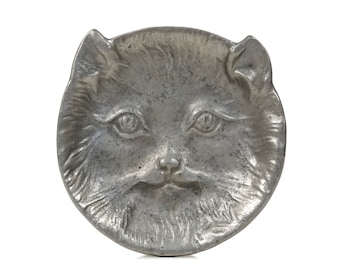 Vintage Handmade Lead Tray Cat Face