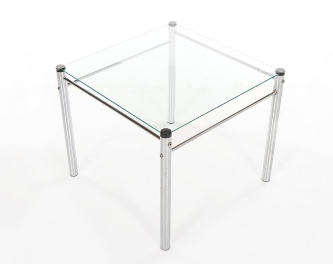 Vintage Glass Top Metal Side Table Etsy