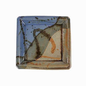 Ceramic Plate Studio Pottery Vintage Blue Green image 1