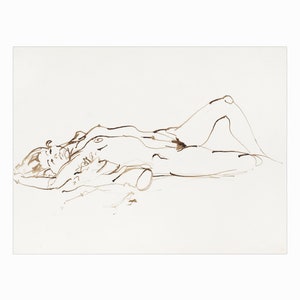 1980s John Tuska Figural Ink Drawing Nude Woman image 1