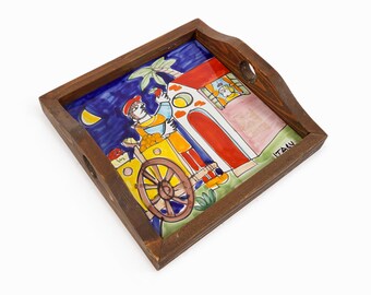 Italian Ceramic Tray Serving Platter Hors d'oeuvre Mid Century Modern Vintage