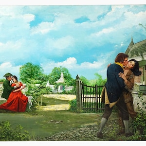 Louis Marchetti Oil Painting Colonial-Style Couples Romance Book Cover Illustration Vintage