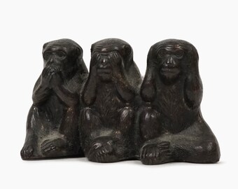 Japanese Figurine Three Wise Monkeys Metal Three Mystic Apes