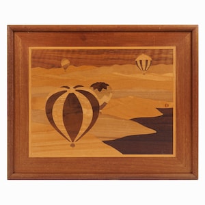 Jeff Nelson Hudson River Inlay Marquetry Hot Air Balloons