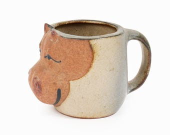 UCTCI Hippo Ceramic Cup Japan Vintage Japanese Pottery Tea Mug Miniature