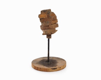 Sculpture en bois brutaliste vintage