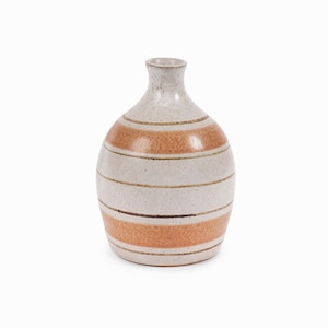 Pottery Craft Striped Ceramic Vase Bulbous