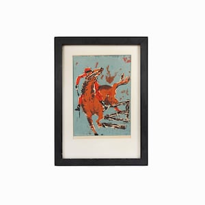 Mid Century Lithograph on Paper Mid Century Modern Equestrianism image 1
