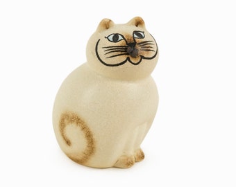 Lisa Larson Ceramic Cat Figurine Beige Gustavsberg Sweden