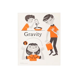 Vintage educatieve print The Instructor Primary Science Concept-grafiek poster kleuterschool poster advertentie jaren 60 Gravity