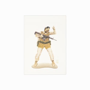 Vintage Soldier Gouache Painting Military Uniform Illustration