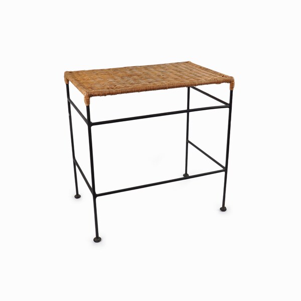 Arthur Umanoff Style Wicker End Table Milieu Du Siècle Moderne