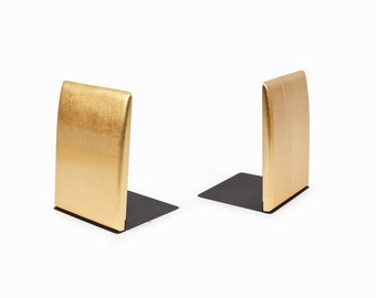 Japanese Wooden Bookend Set Gold Leaf Lacquered Black Foldable