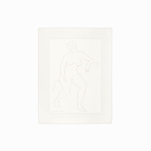 Leon Arnold Muller Line Drawing on Paper Nude Woman Henri Matisse Style image 1