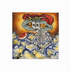 Santa Rosa Majolica Tile Set Day of the Dead Mexico image 1