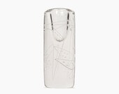Mark Sudduth Glass Vase Signed Clear White Lines Dots Mid Century Modern Sculptural Glass