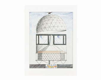 1991 Louis Hellman Postcard Buckminster Fuller Archi-Têtes Vintage Post Card Architectural Portraits