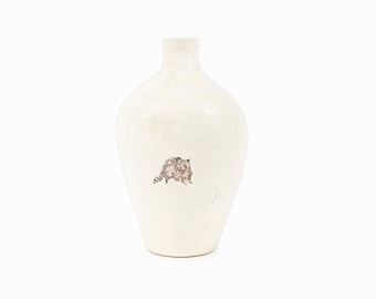 Vintage Ceramic Vase Raccoon Image