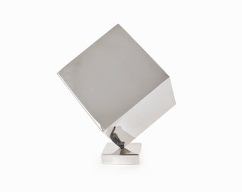 Polished Chrome Cube Sculpture Vintage