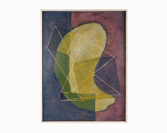 1935 S. Kaiser Abstract Oil Painting on Canvas Mid Century Modern Abstraction