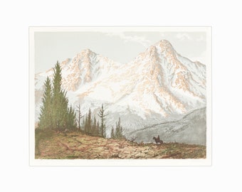 1977 Segundo Huertas-Aguiar Lithograph Print on Paper "Mountain Majesty" Landscape
