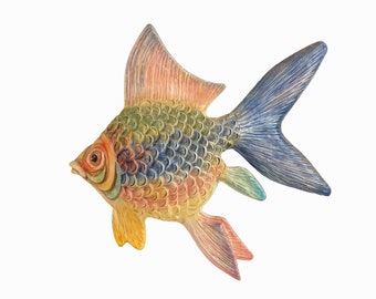 Paper Mache Fish Wall Sculpture Vintage