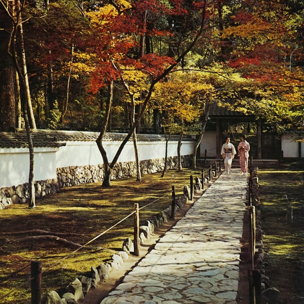 1970 Japan Tourist Association Travel Expo Osaka Poster 19.5 x 29.5 Vintage Autumn In Kyoto Poster