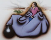 1993 Robert Redbird quot Pot quot Native American Print Limited Edition 598 1000 Signed 32.25 x 23 Vintage Signed