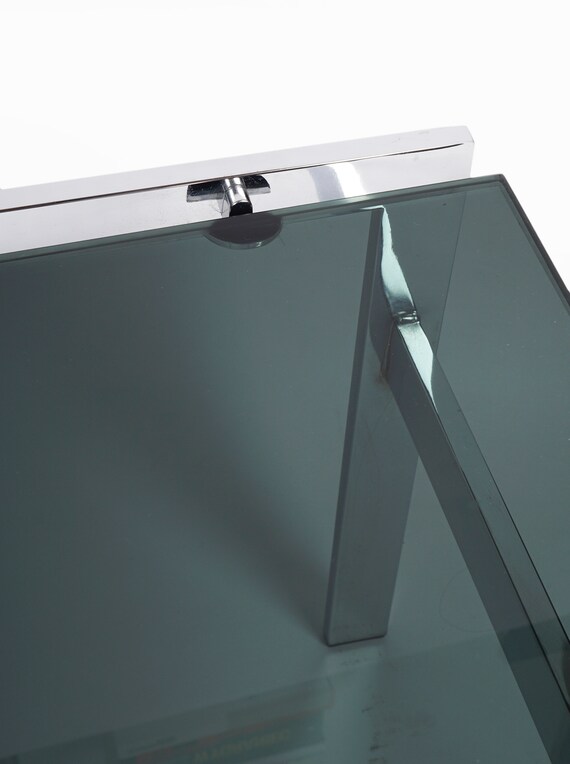 Smoked Glass End Table Square Chrome Mid Century - Etsy Canada