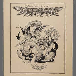 1979 William Stout Dragon Slayers Print Plate Limited Edition 261/1000 Black & White Art 14.25 x 11.5 image 2