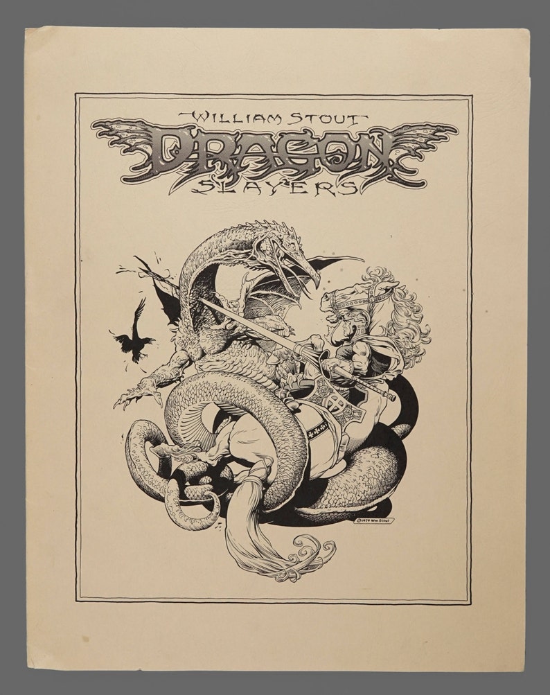 1979 William Stout Dragon Slayers Print Plate Limited Edition 261/1000 Black & White Art 14.25 x 11.5 image 2