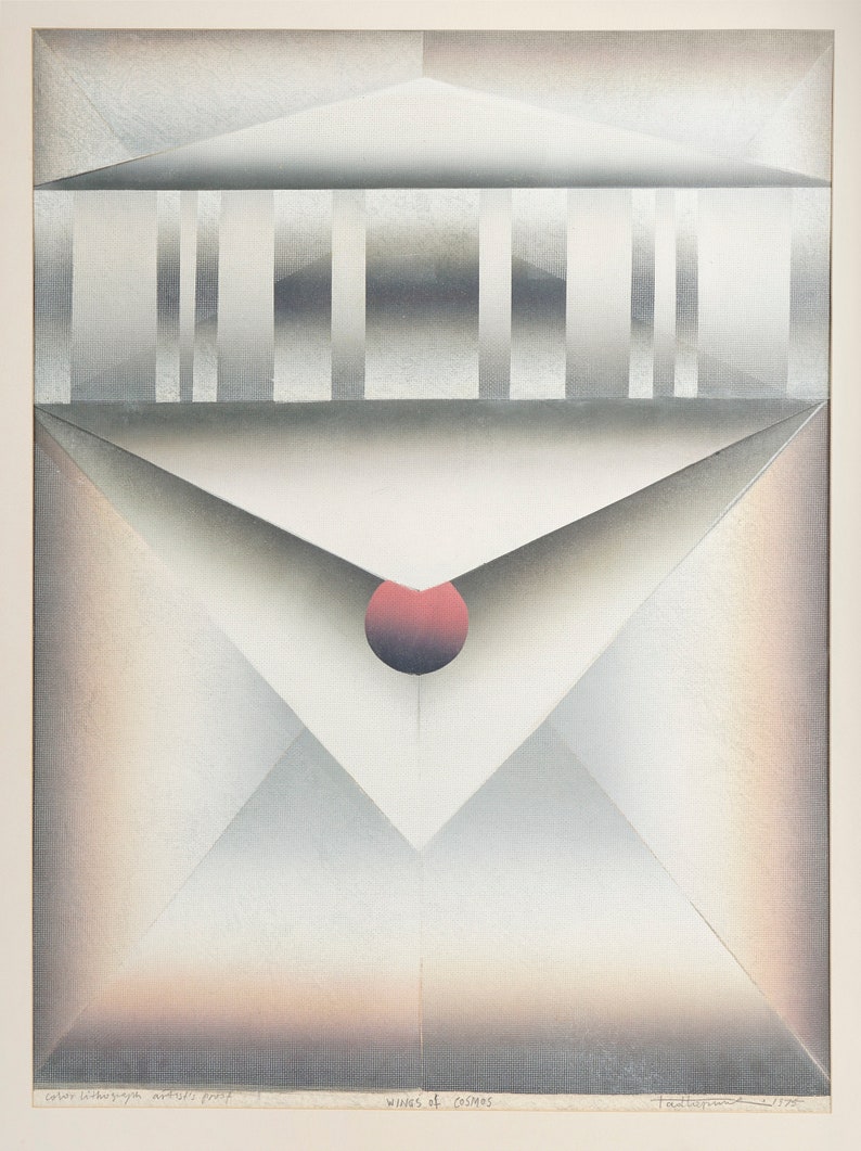 1975 Tadeusz Lapinski Lithograph on Paper Minimalist Geometric image 4