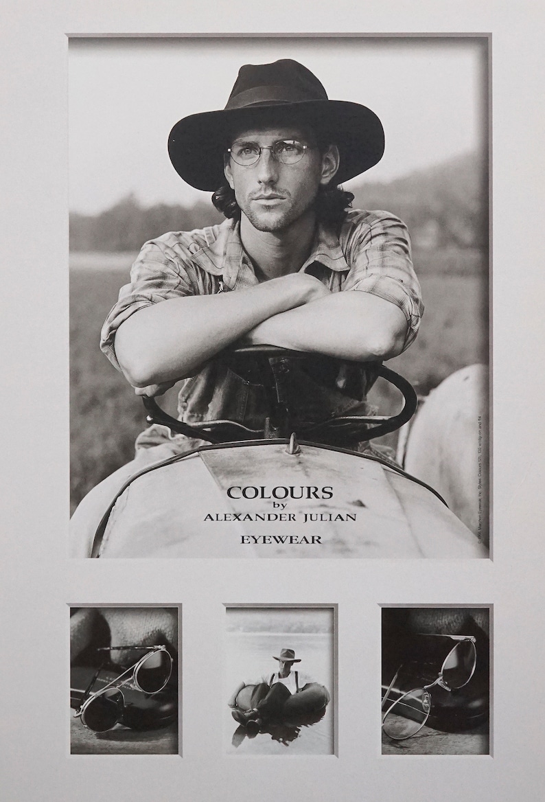 1996 Colours by Alexander Julian Eyewear Poster Sepia Male Model Fashion Photograph Photography