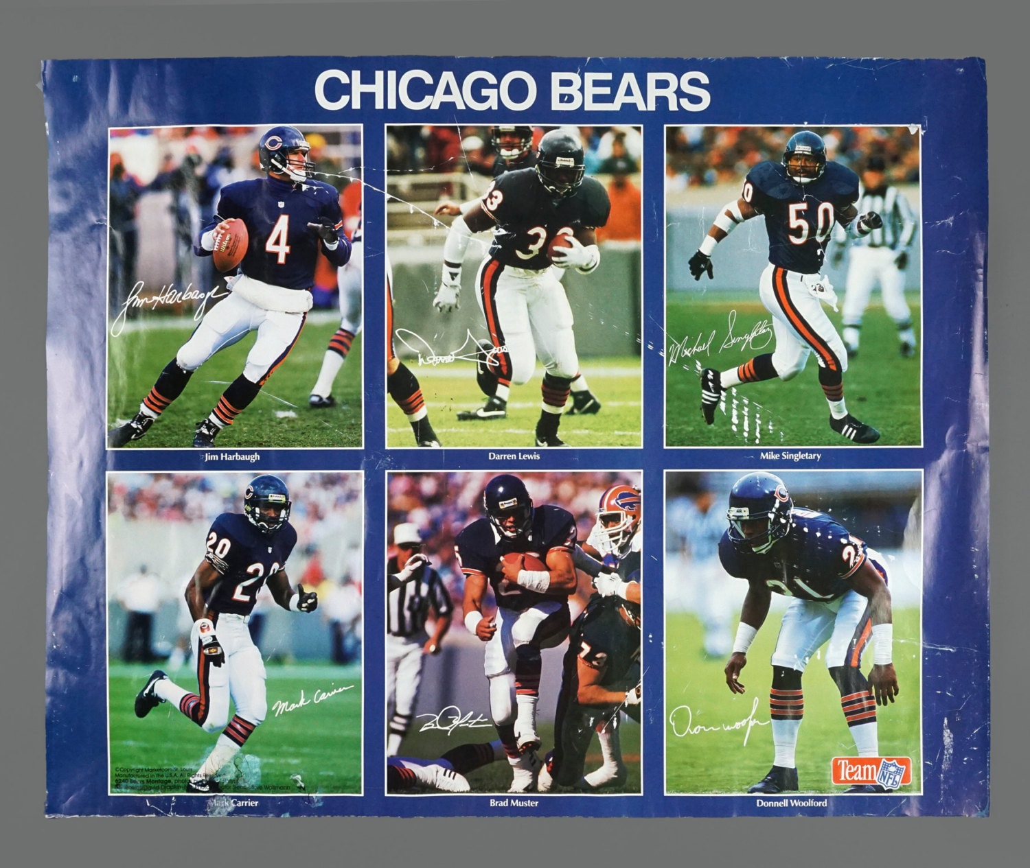 1990s Chicago Bears Team Poster NFL 16 X 20 Vintage Jim - Etsy Israel