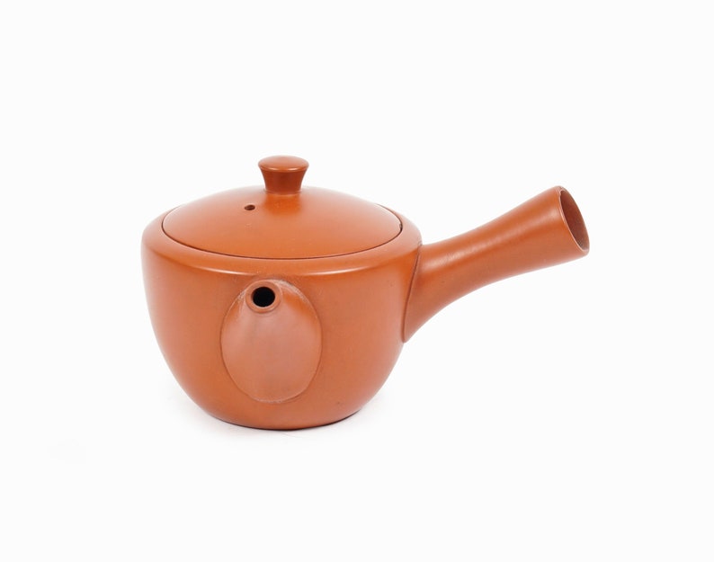 Shudei Red Clay Ceramic Teapot Japanese Kyusu Tea Stamped image 1