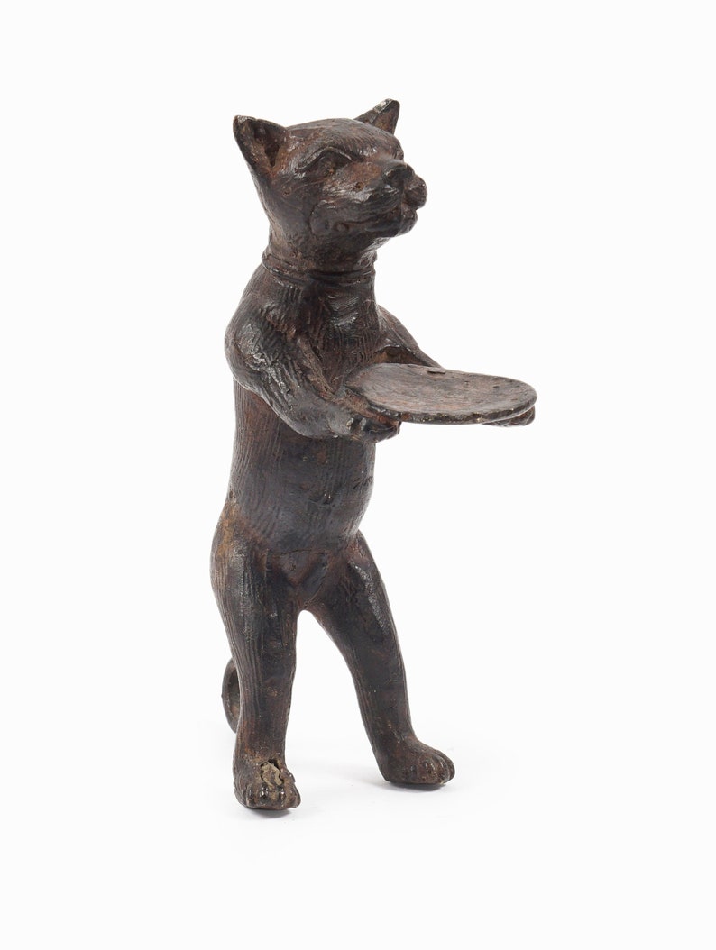 Diego Giacometti Style Bronze Cat Figurine Standing Butler Sculpture image 3
