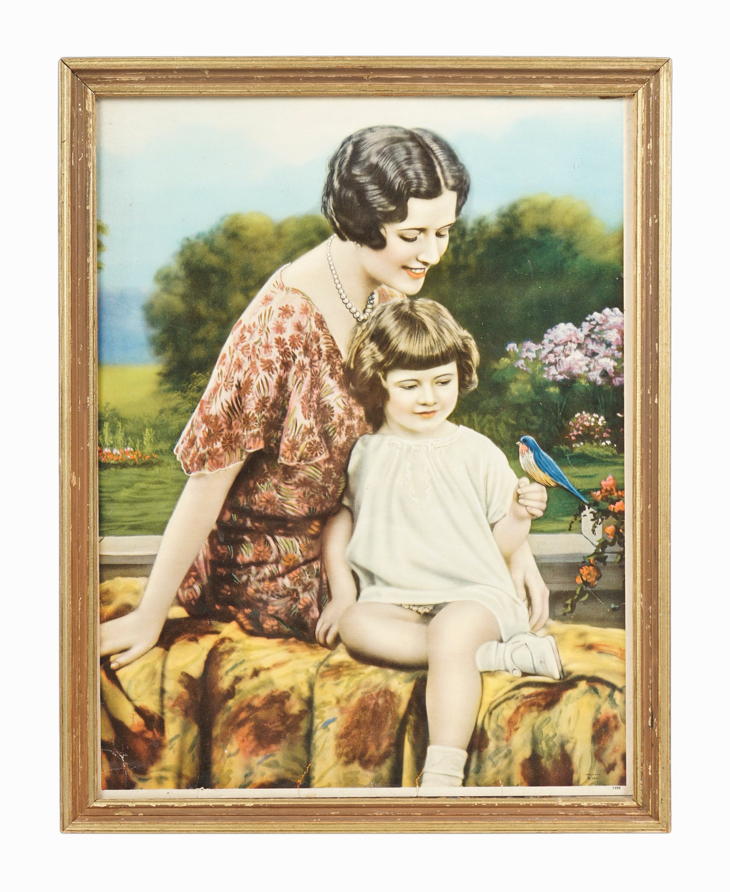 1913年 紙に描かれた女性と少女 ルリツグミ - Etsy 日本