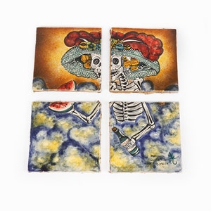 Santa Rosa Majolica Tile Set Day of the Dead Mexico image 3