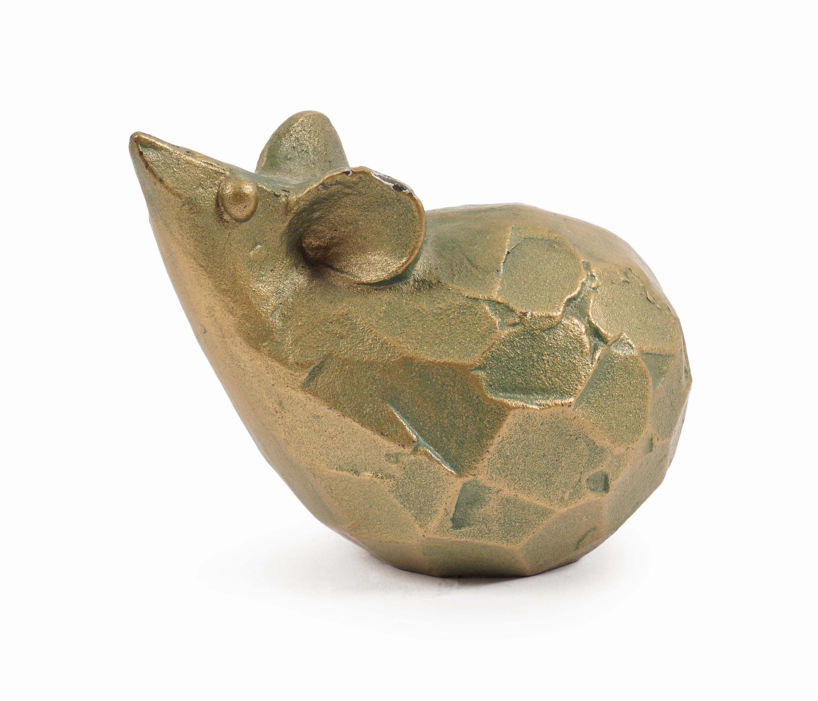【超希少・署名入り】 sotaro saegusa 作 人物像 銅像風置物 ペア Saegusa Sotaro Cast Iron Mouse Figurine Japanese Okimono Sculpture