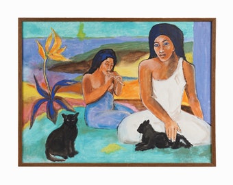 Paul Gauguin Style Acrylic Painting on Canvas