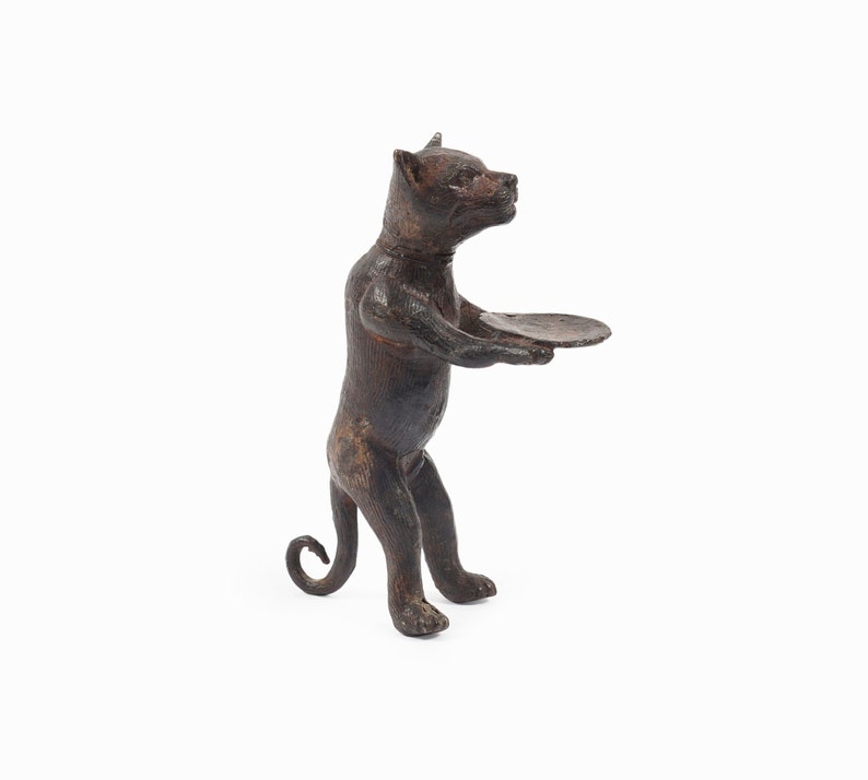 Diego Giacometti Style Bronze Cat Figurine Standing Butler Sculpture image 1