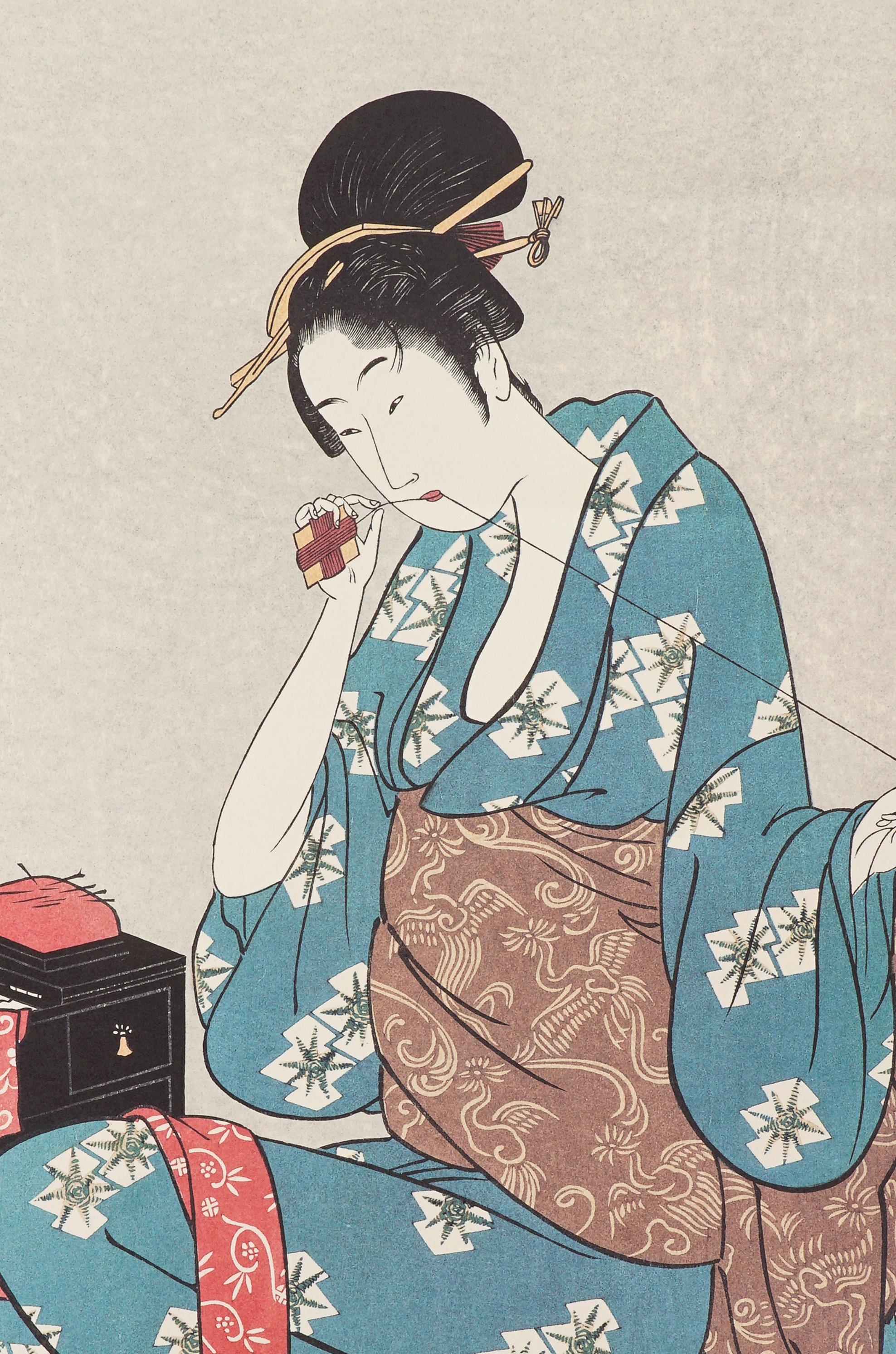 喜多川歌麿 浮世絵版画 日本刺繍 - Etsy 日本