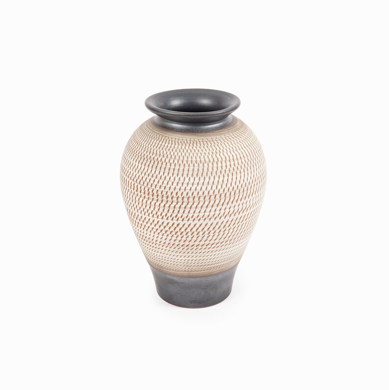 Large Toyo Japan Ceramic Vase Sgraffito Mid Century Modern image 1