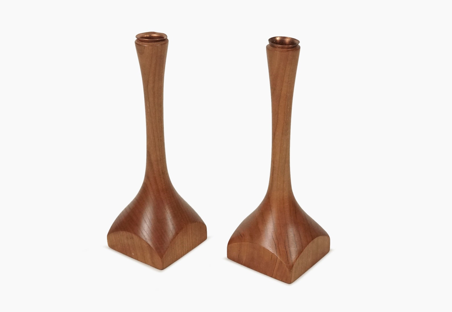 Prisma Recycled Teak Wood Candleholder, set of 2
