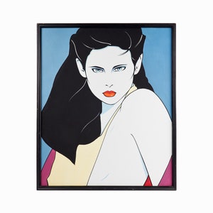 Vintage Acrylic Painting on Canvas after Patrick Nagel image 1
