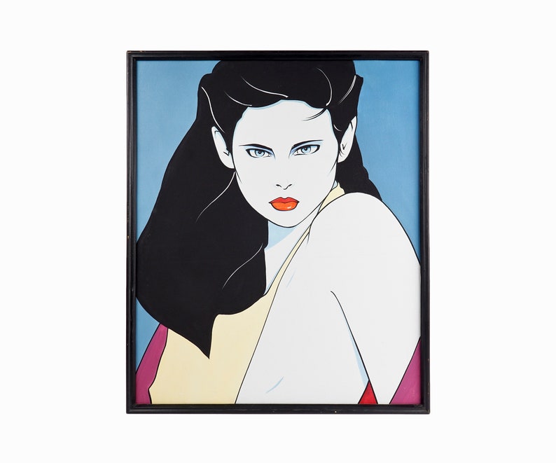 Vintage Acrylic Painting on Canvas after Patrick Nagel image 1