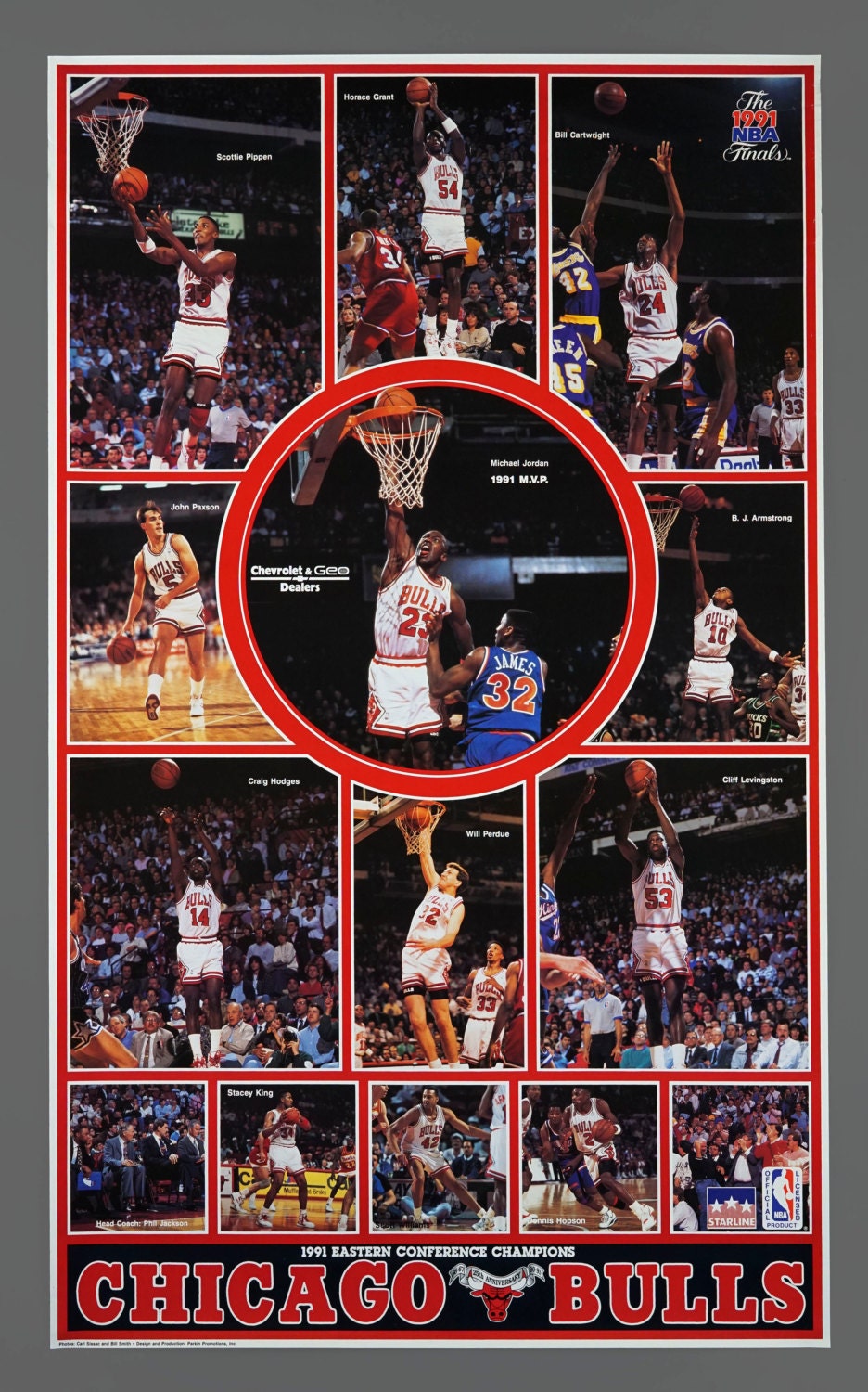 Chicago Bulls 1991 NBA World Champions Team Poster Michael Jordan 23x35in