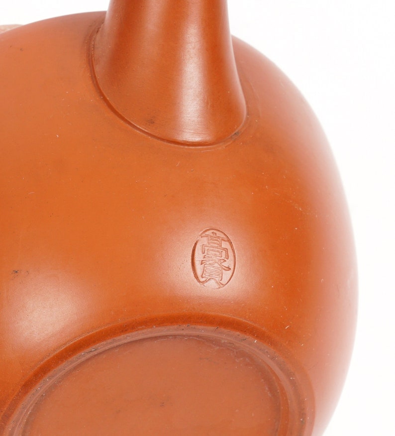 Shudei Red Clay Ceramic Teapot Japanese Kyusu Tea Stamped image 8
