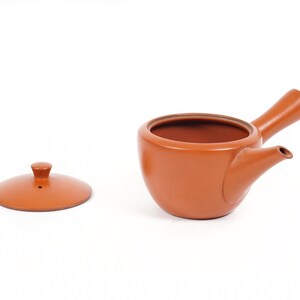 Shudei Red Clay Ceramic Teapot Japanese Kyusu Tea Stamped image 5